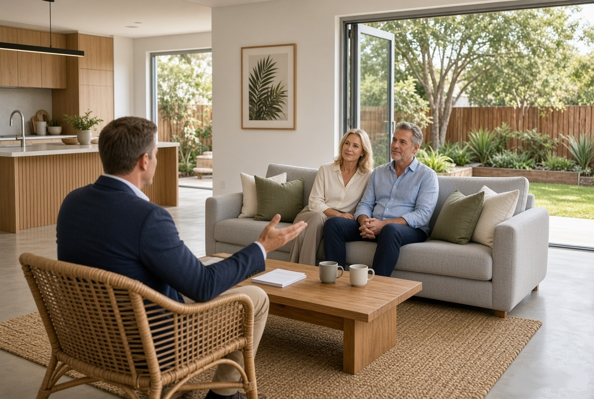 A bright living room consultation space