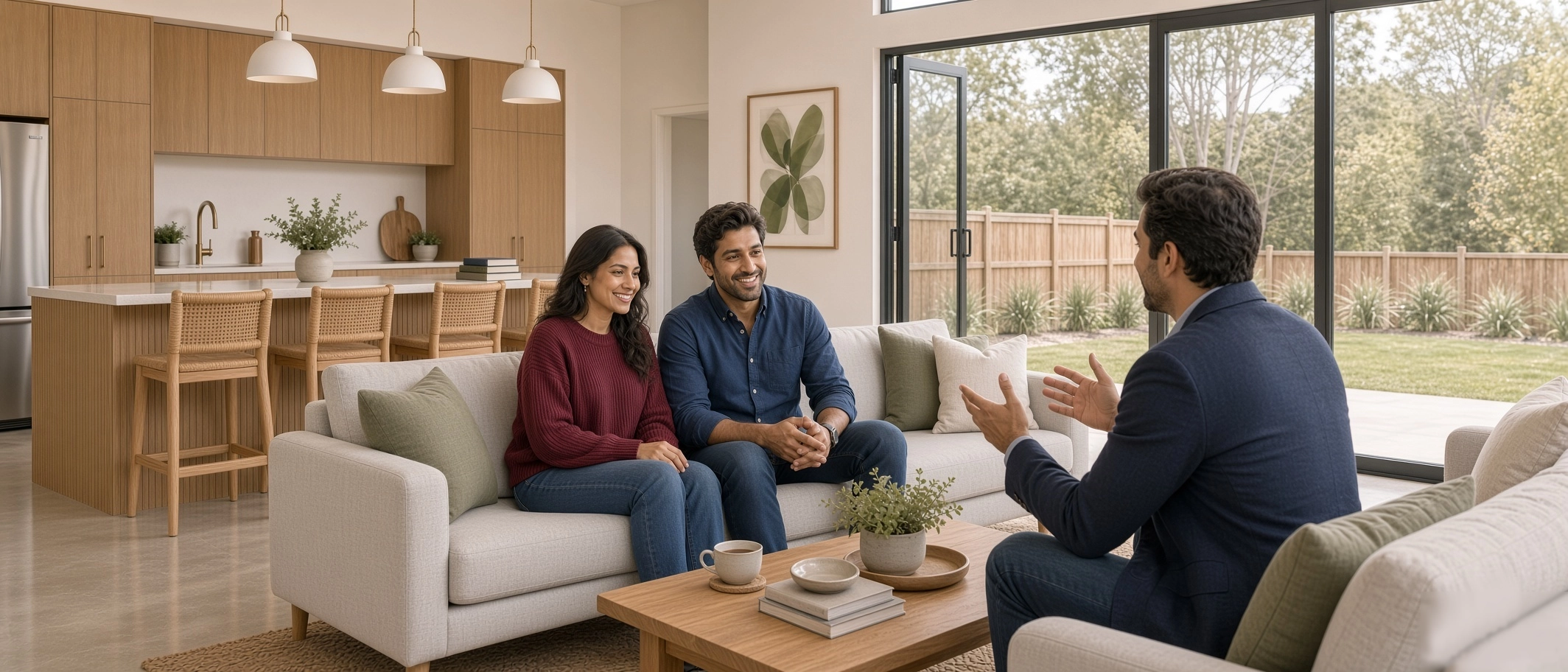 A couple smiling in their family home